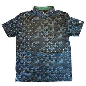 Men's Zity Performance Polo Green Black Gray‎ Size Large